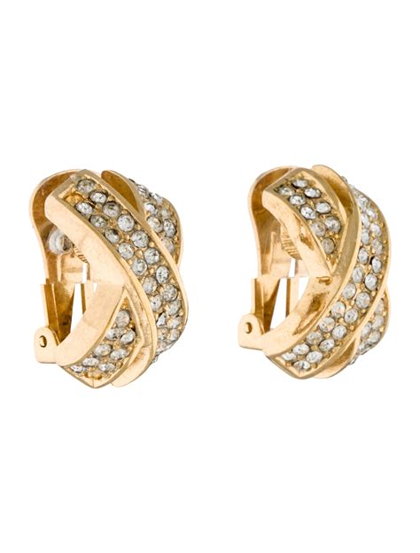 crystal gold dior earrings|christian Dior gold earrings.